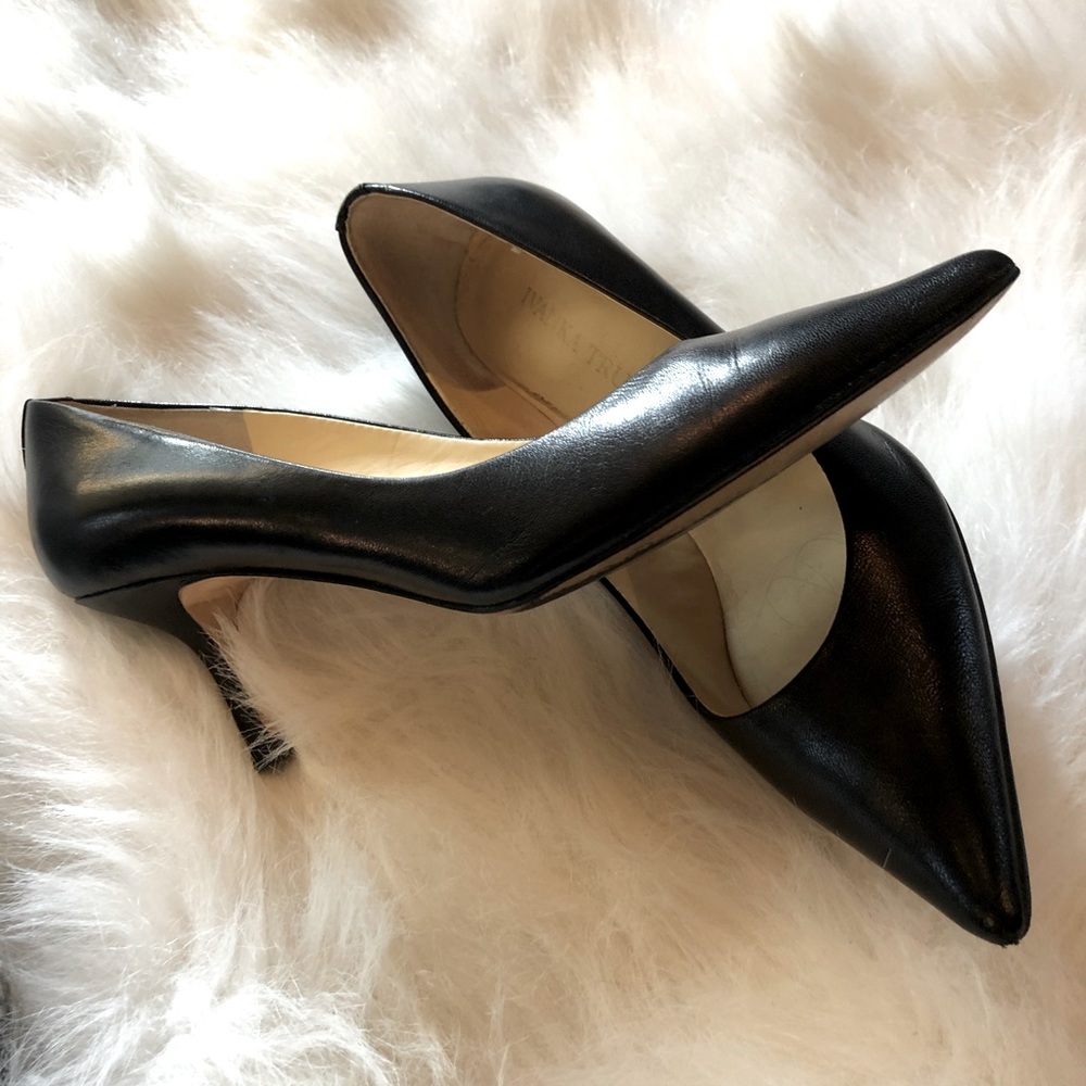 Ivanka Trump Black Leather Kitten Heels😺